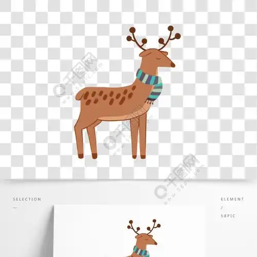 q版森系鹿角小鹿手绘插画eps矢量素材