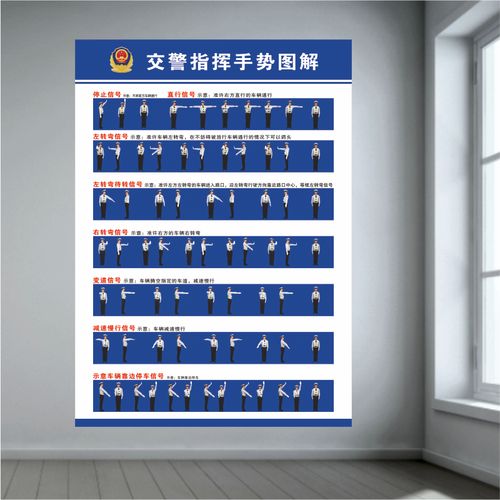 驾校考试海报交警指挥手势说明图示图解广告宣传背胶装饰海报防水