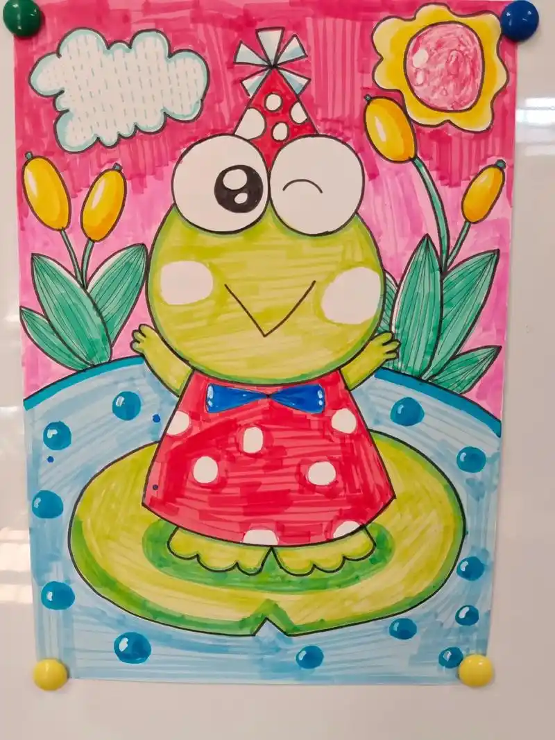 小朋友今天画儿童画大青蛙