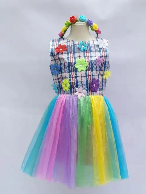 环保时装秀女孩儿童环保服男女孩走秀衣服幼儿园亲子创意时装手工diy