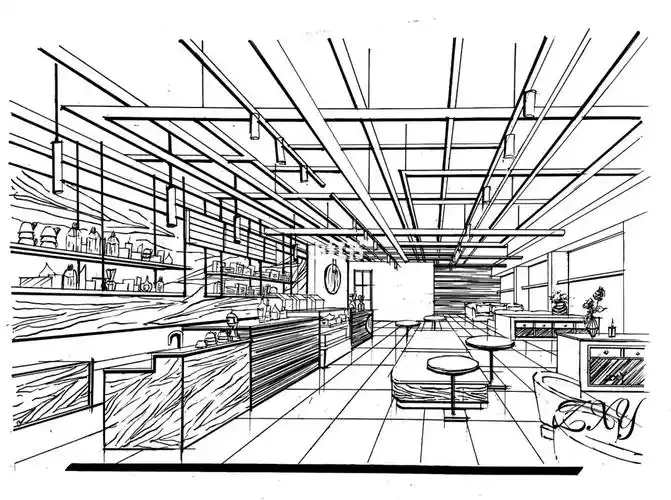 室内咖啡厅手绘效果图分享