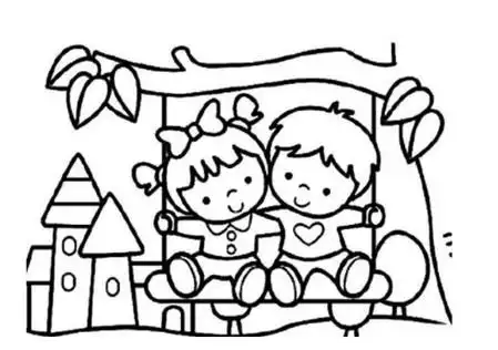 幼儿荡秋千简笔画图片大全 中级简笔画教程-第7张