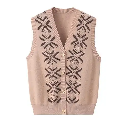 中老年羊绒绒女坎肩背心马甲加厚2022v领宽松开羊绒衫