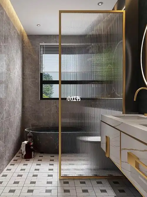 淋浴房干湿分离隔断卫生间长虹玻璃半墙屏风