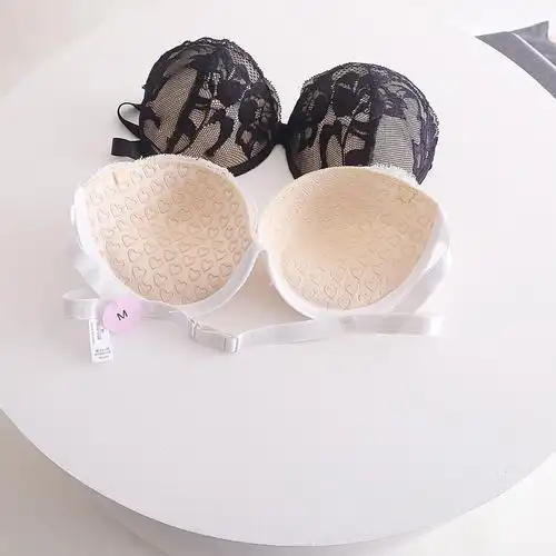 超薄款大胸显小聚拢收副乳蕾丝内衣性感女情调美背无肩带文胸夏季