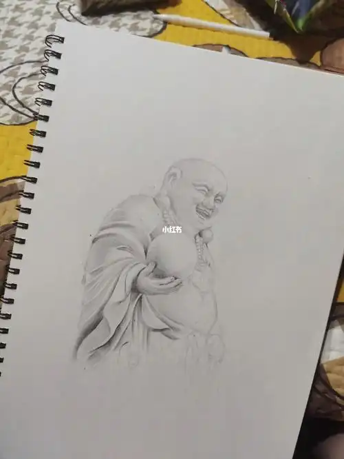 弥勒佛手稿纹身素描