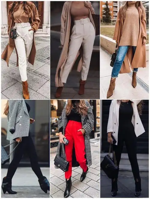 秋冬穿搭01驼黑色短靴搭配合集