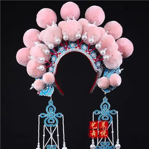 戏曲盔头京剧越剧穆桂英七星额子演出头饰昆曲红色手工盔头定制