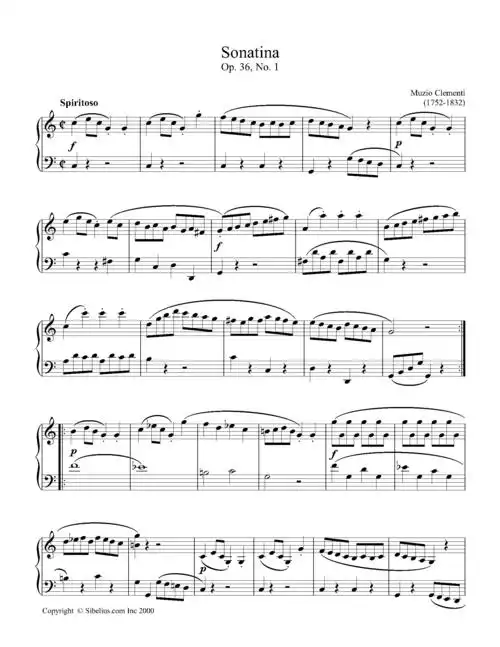 跪求克列门蒂小奏鸣曲op.36 no.1c大调钢琴谱,急用!