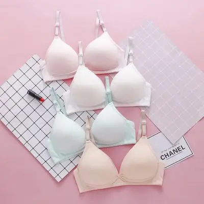 纯棉初高中生内衣无钢圈大学生薄款文胸聚拢胸罩少女文胸白色