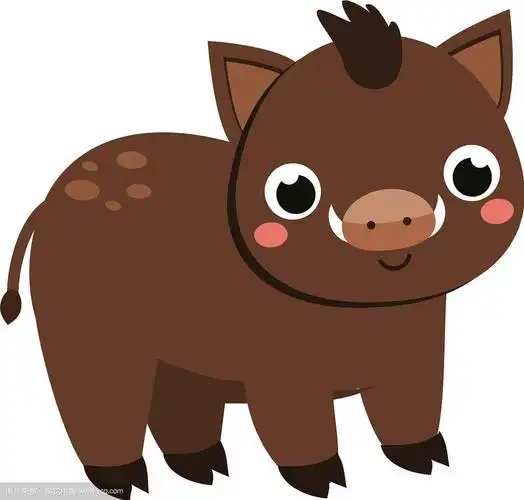 可爱的野猪卡通森林猪动物孤立上