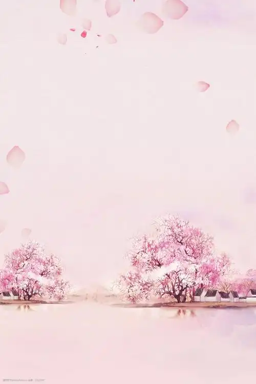 简单桃花树倒影背景
