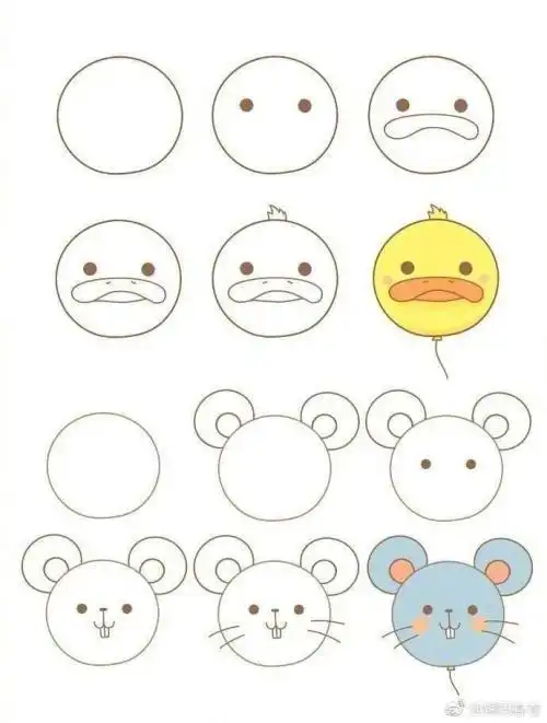 最可爱的圆形小动物简笔画