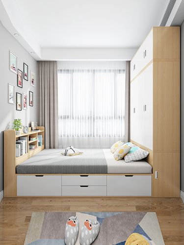 小户型榻榻米床衣柜组合储物衣柜床多功能床柜一体踏踏米床定制