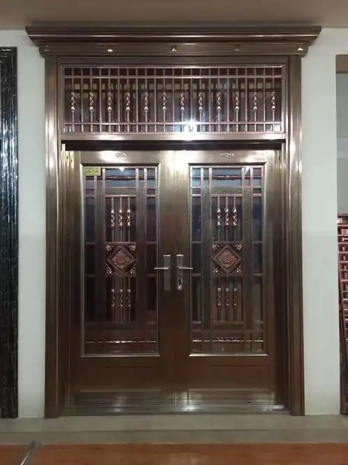 玫瑰金双开不锈钢门