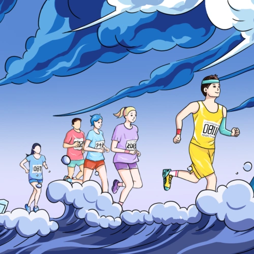 长安欧尚2020重庆迷你马拉松车贴插画