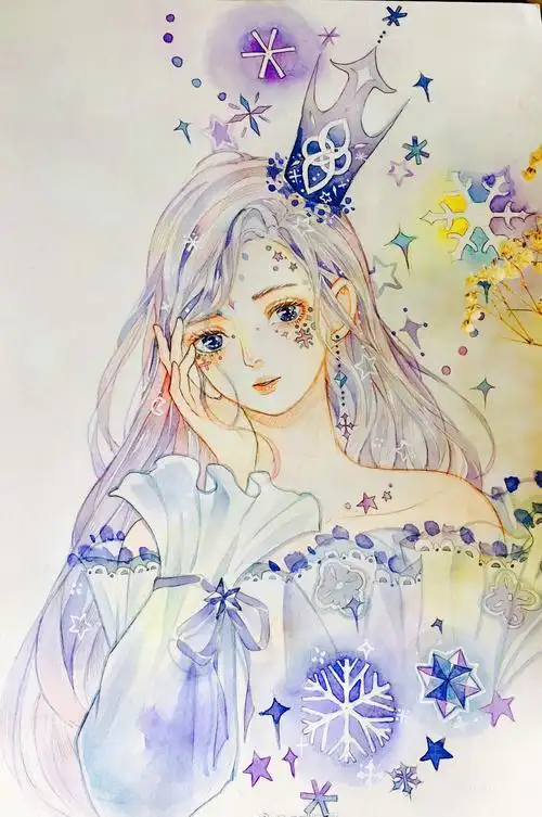 spring girl温柔色调#森眠子水彩教程# #森系少女# (作者:@森眠子 )