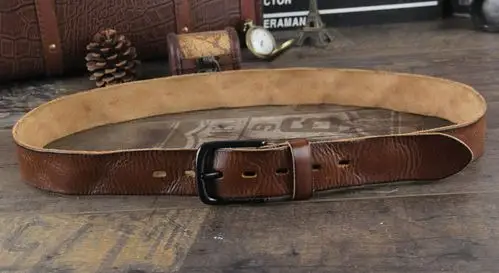 褶皱男士真皮皮带男针扣纯牛皮青年百搭牛仔