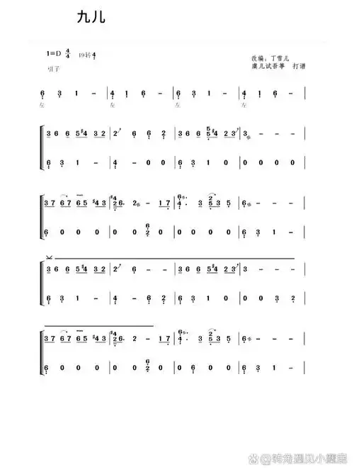 《九儿》古筝谱分享