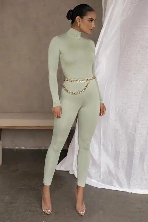 2020秋冬欧美新款跨境亚马逊爆款纯色性感紧身连体裤 连体衣女