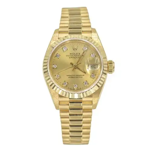 [9新]劳力士自动机械女表日志型系列 黄金镶钻