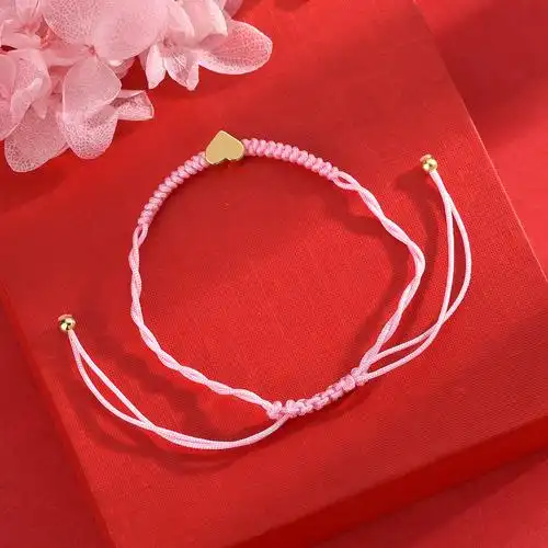 爱心手链情侣手工编织红绳手链简约小手饰抖音快手热卖款