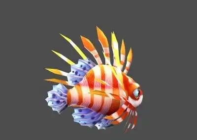 狮子鱼卡通鱼带fbx文件