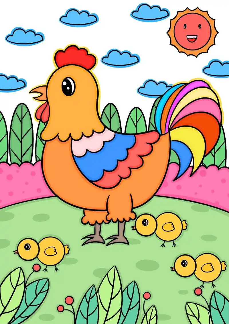 大公鸡.今天我们画雄赳赳气昂昂的大公鸡#儿童画 #简笔画 # - 抖音