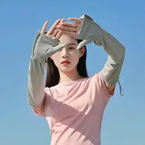 开车紫外线防晒冰袖套女夏季防晒袖时尚袖套带手套2022新款