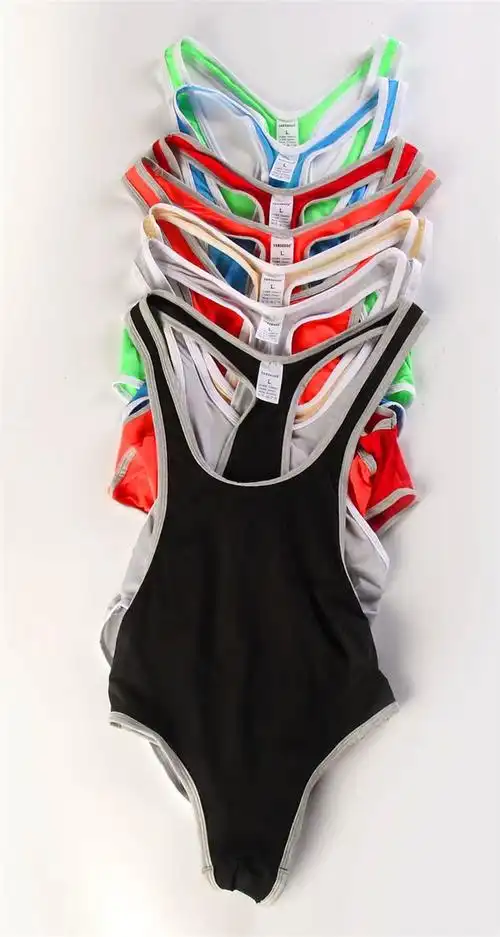 j18新款超薄透明冰丝男士三角连体衣健身摔跤冰丝内衣夜店表演服