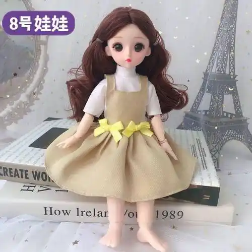 30厘米芭比娃娃小号巴比公主套装29关节3d真眼bjd洋娃娃女孩玩具生日