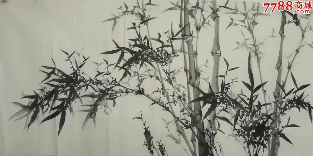 墨竹横幅_花鸟国画原作_笑脸字画【7788收藏__中国收藏热线】