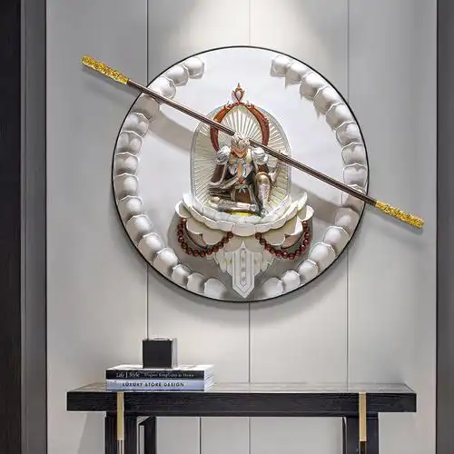 斗战胜佛3d立体浮雕挂画客厅装饰画齐天大圣新中式玄关壁画孙悟空