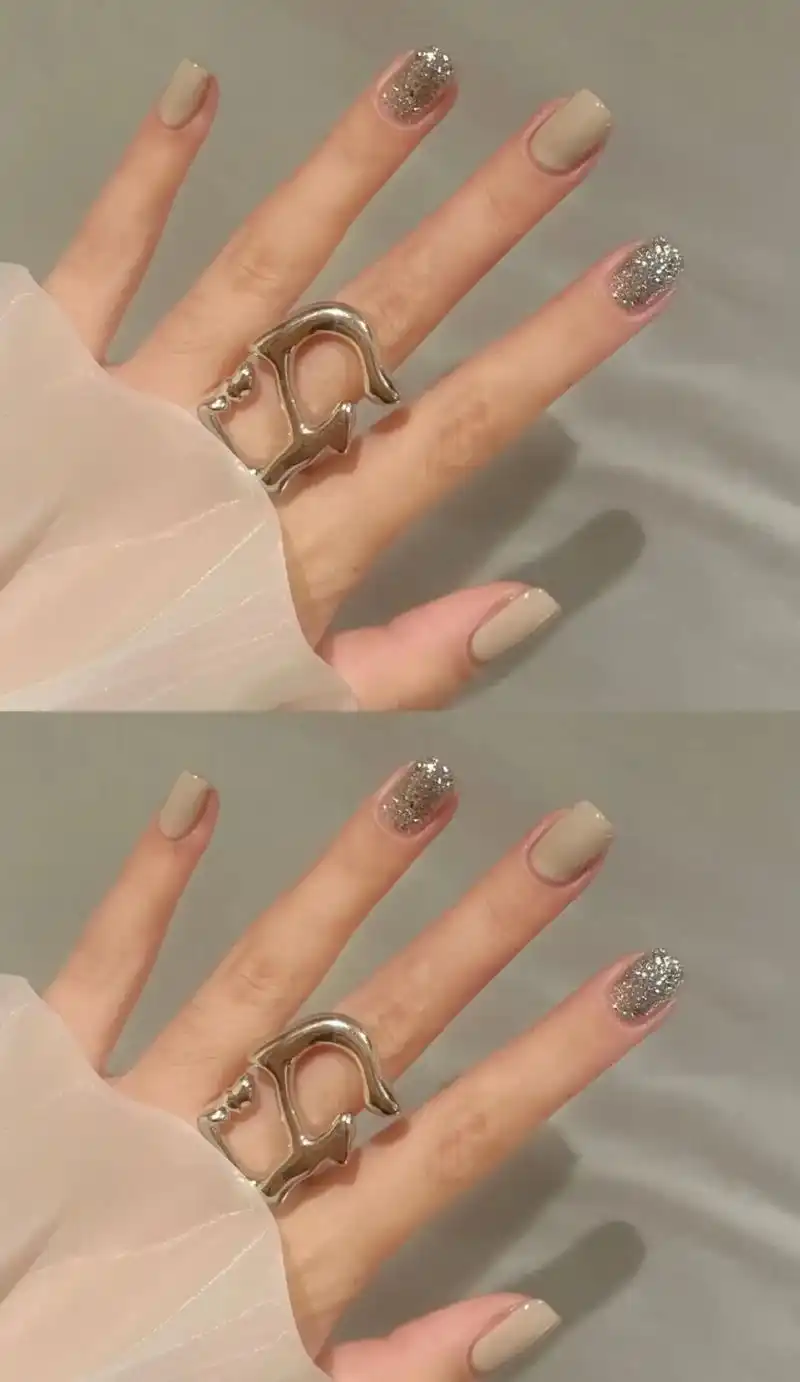 秋冬温柔奶茶色美甲