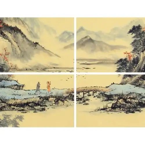 字画收藏邹丰羽四尺横幅山水画君问归期