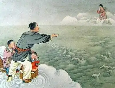 他们的忠贞爱情感动了喜鹊,千万只喜鹊飞来,搭成鹊桥,让牛郎织女走上