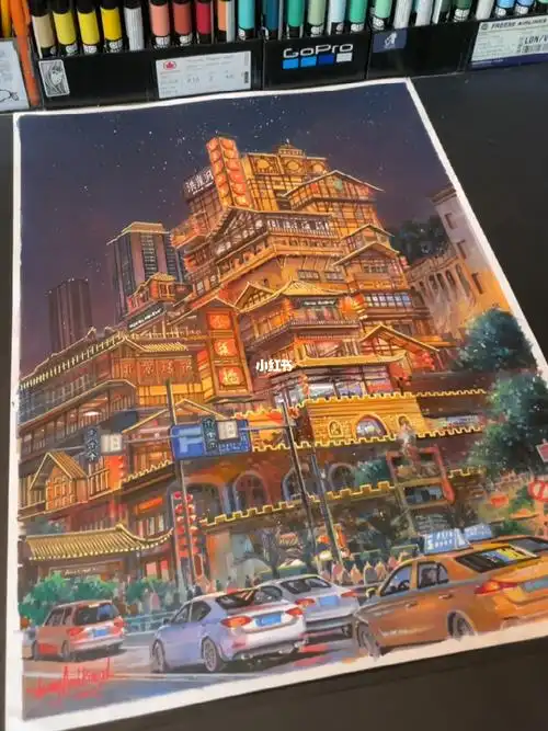 建筑手绘重庆洪崖洞78