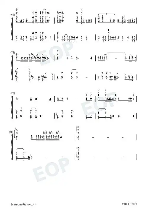 年轮说-荼蘼片头曲双手简谱预览6