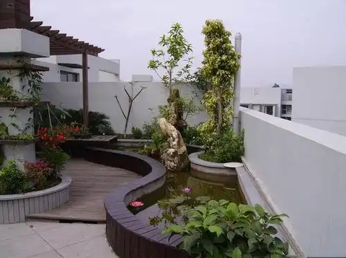 入户花园中式风格别墅屋顶花园装修效果图