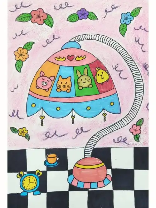 选择自己喜欢的样式描绘台灯的花纹,使其充满设计感.