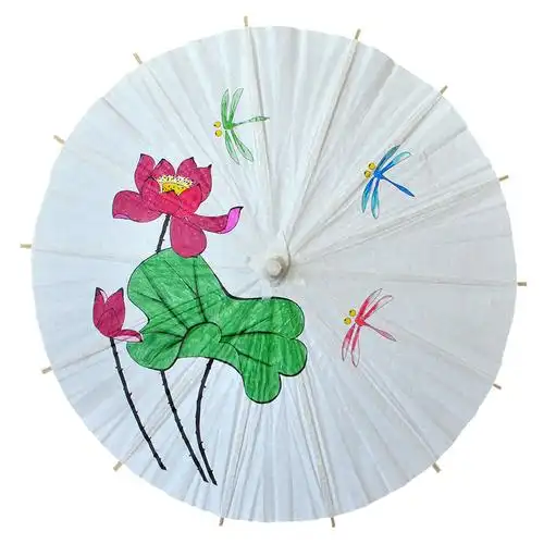 幼儿园儿童diy空白纸伞 手工绘画伞 白色油纸伞 手绘玩具工艺伞