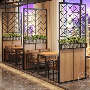 工业风餐厅火锅店铁艺卡座包间隔断花架办公室饭店屏风格栅装饰墙