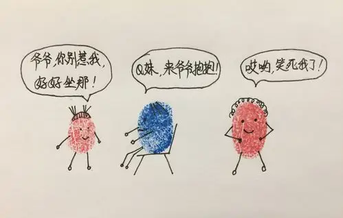 手指画q版全家福