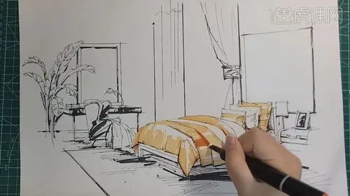 马克笔小卧室场景上色篇