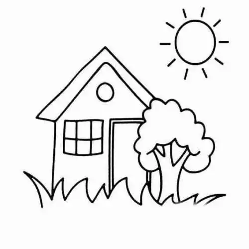 房子旁边树简笔画