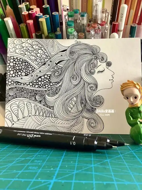 原创禅绕画女子系列201清清幽香