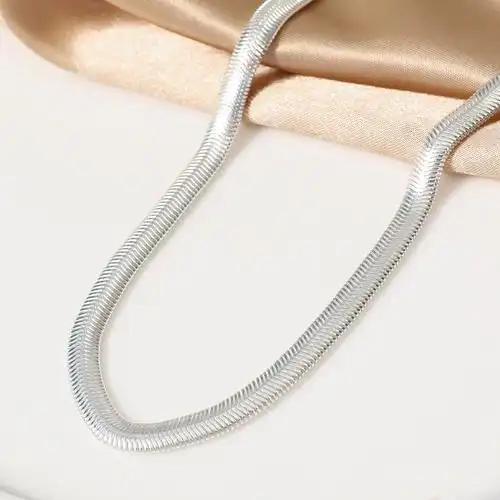 批发热销外贸流行热卖首饰镀银饰6mm软蛇骨扁蛇项链