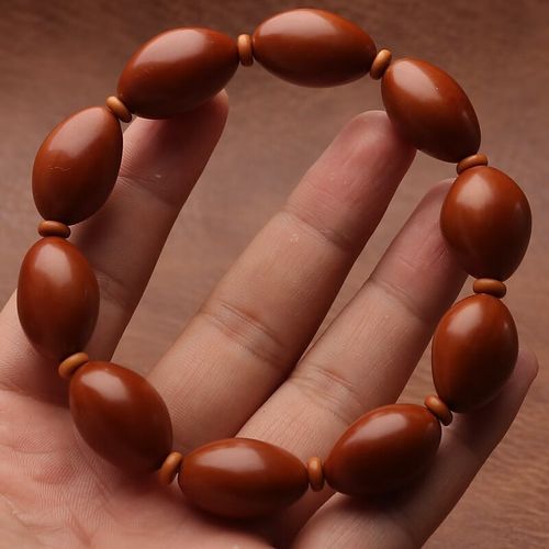 暗杠大单籽项链配饰橄榄核手串正圆光珠原籽脖挂长串素核尖珠手链男士