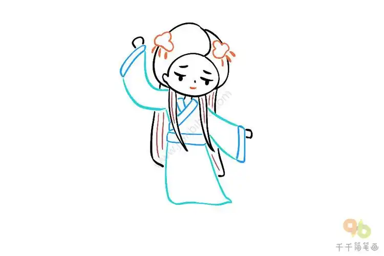 虞姬简笔画的画法