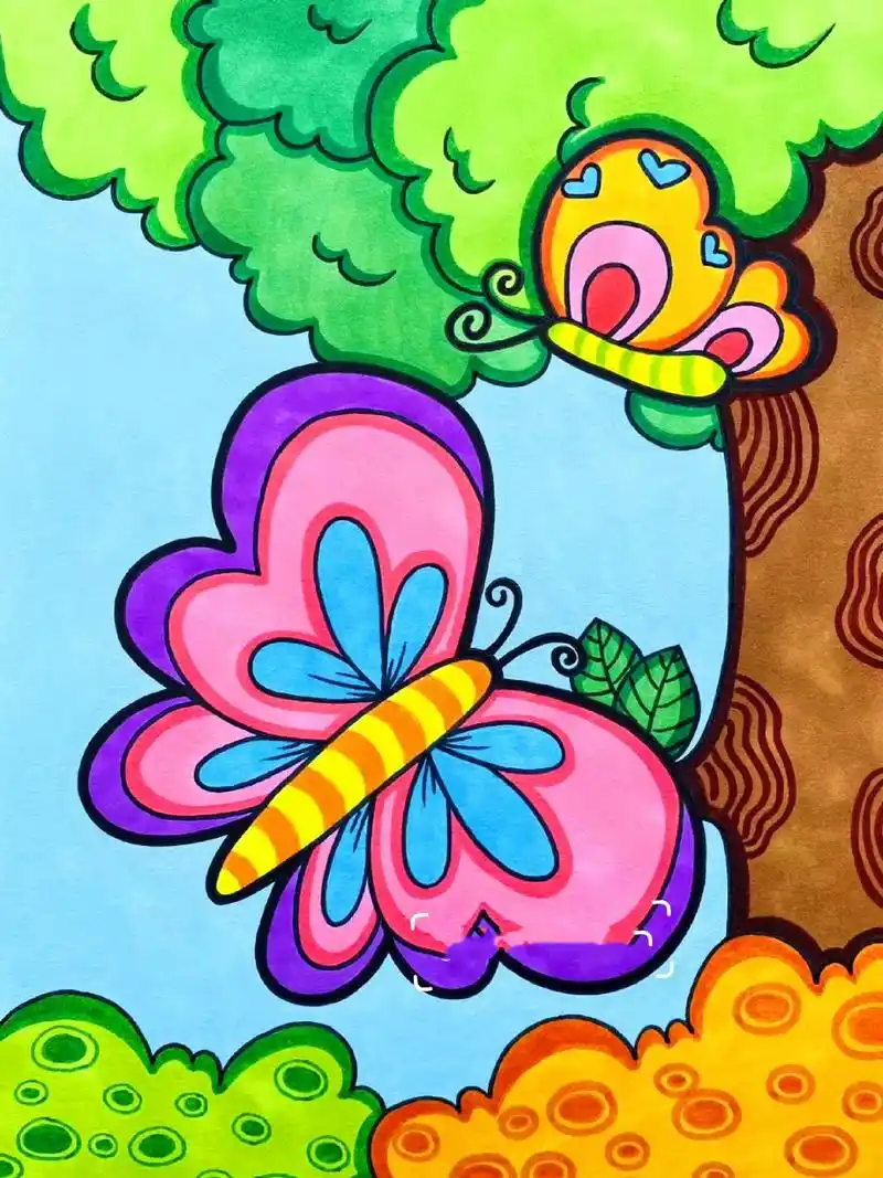 漂亮的蝴蝶03儿童画简笔画